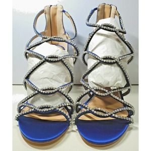 Women's DELANCEY BLUE SATIN Sandal 8.5 M NEW Sexy Jewel Badgley Mischka